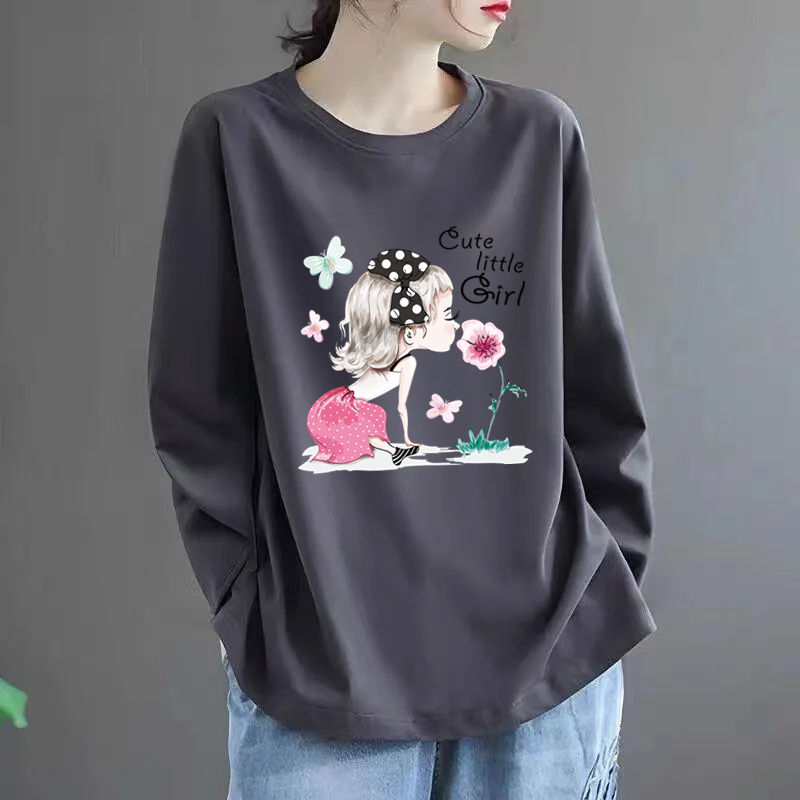 150kg Autumn New Plus Size Women's Clothing Loose Slimming Long Sleeve T-Shirt for Women with Curvy Figures, Stylish and Versatile Printed Top 150kg Autumn New Plus Size Women's Clothing Loose Slimming Long Sleeve T-Shirt for Women with Curvy Figures, Stylish and Versatile Printed Top