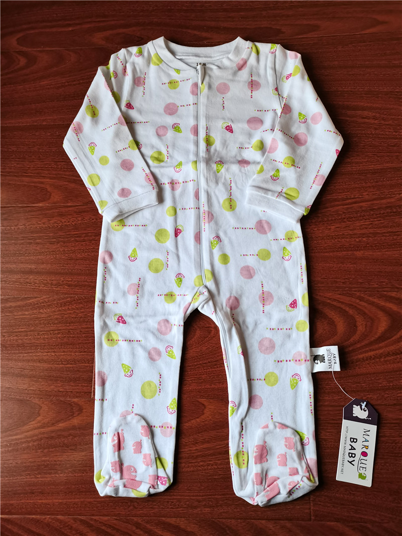 0-18 months export foreign trade original single single single thin cotton baby jumpsuit crawling suit newborn baby side pull chain