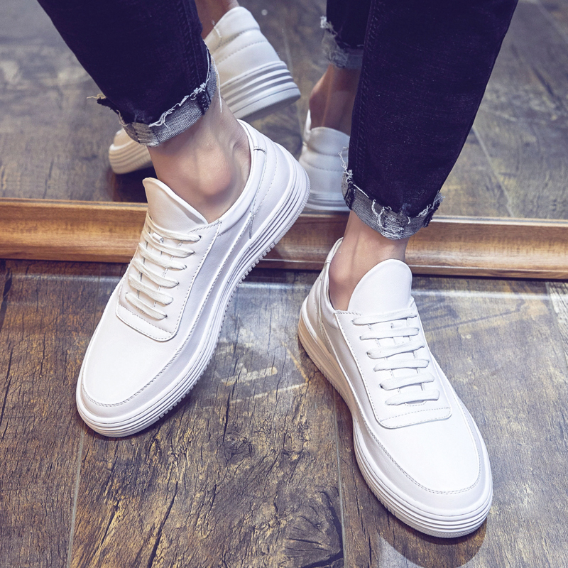 Hong Kong tide brand Supreme star with the same men's shoes casual breathable leather small white shoes men's inner height-increasing board shoes men