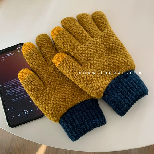 Брендовые утепленные перчатки, удерживающий тепло трикотажный шерстяной комплект для школьников