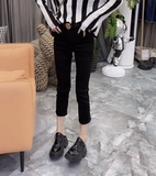 Черные джинсовые весенние джинсы с молнией, штаны, сексуальная сумка, свободный прямой крой, на молнии, подходит для подростков, по фигуре