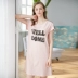 Han Cai 2018 new lady pyjama váy ngủ ngắn tay cotton thể thao giản dị váy bà bầu dài trung bình phục vụ tại nhà - Đêm đầm