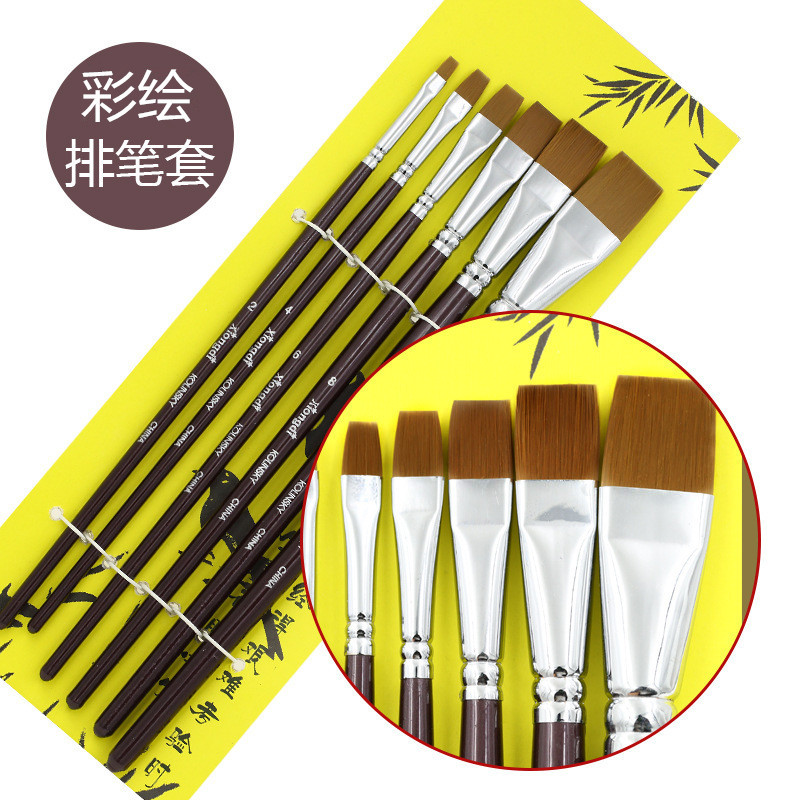 Nail set pen 6 pcs flat mouth row pen three-dimensional color painting 3D color painting flower pen