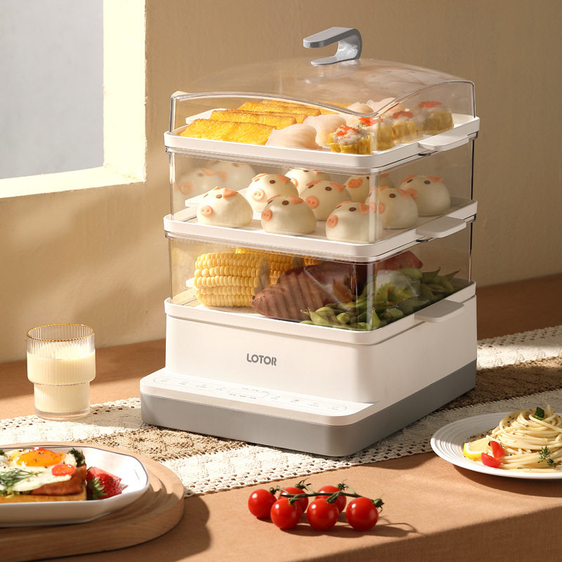 Home Electric Steamer Multifunction Triple Layer Steam Pan Breakfast Machine Large Capacity Automatic Power Cut Small Steam Dish Electric Steam Cage