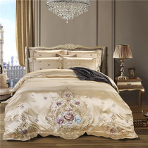 European-style 120 high-precision long-staple cotton four-piece set embroidery quilted bed cover bedding satin jacquard quilt cover