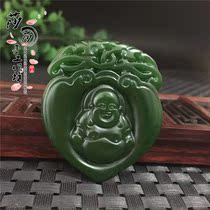 High imitation leather spinach green heart with Buddha pendant pendant handmade DIY classical style Yupei car hanging accessories ornament