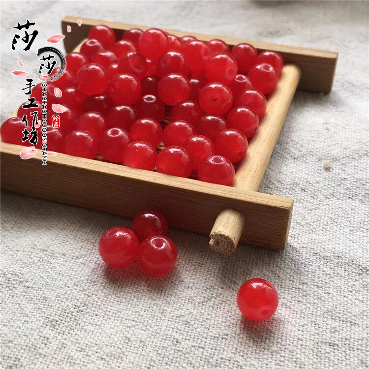 Buy 200 send 100 red glass bulk Beads Chicken Blood Red Translucent Loose Bead DIY hand-made necklace woven beading beads