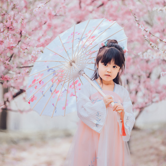 Children 70 to 56 Chinese style Hanfu ancient costume photography catwalk oil paper umbrella Xia Hui same style easy to open and close dance umbrella