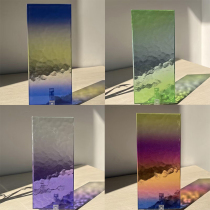 Customized ultra-white water pattern art glass partition screen entrance entrance gradient red yellow green and blue colored laminated and tempered