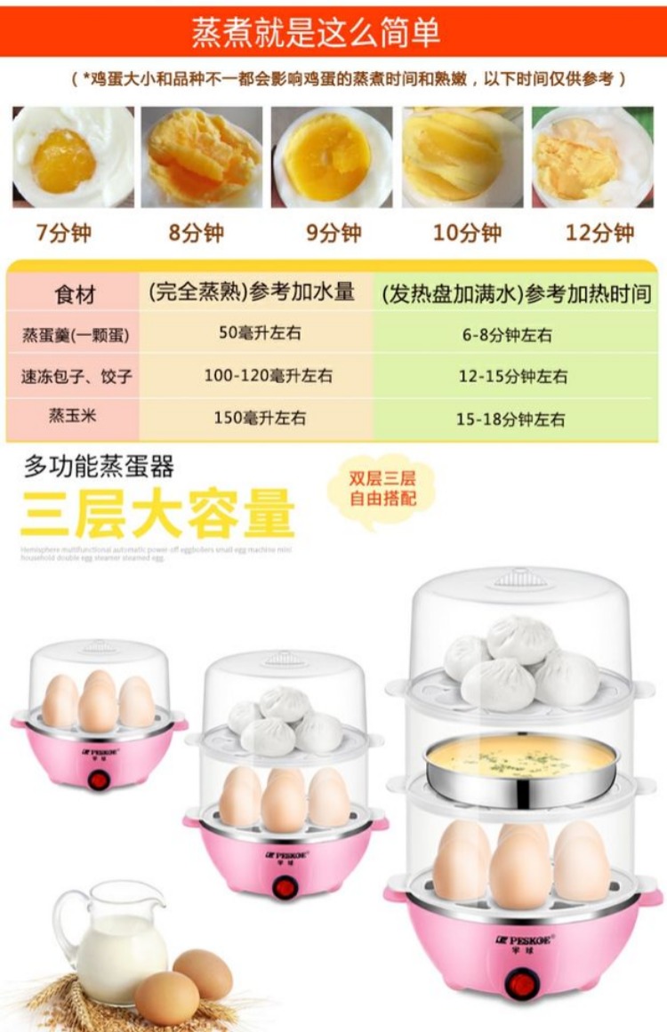 Bán cầu trứng đa năng bán tự động tắt nhỏ 2 người hấp trứng nhỏ hộ gia đình hấp trứng máy tạo tác ký túc xá nồi hấp điện