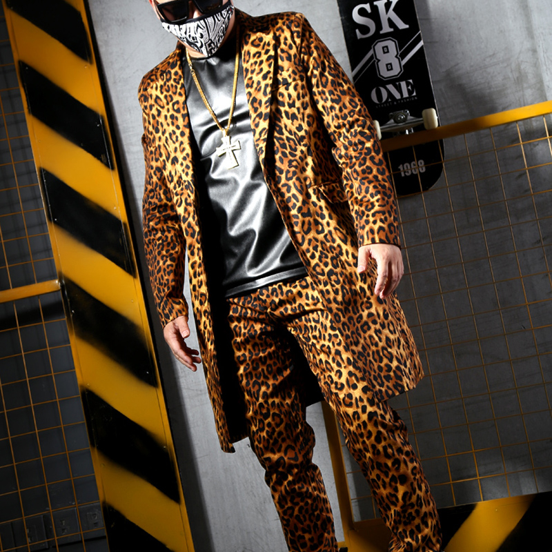 Nightclub bar singer DJDSMC stage costume GOGO costume yellow BAO WEN mid-length suit casual suit