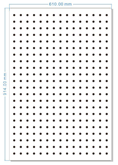 Dot chart test card 610x914mm, 15 vertical dots, 1.26cm in diameter, 3.95cm between dots