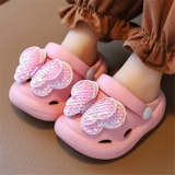 Детские мультяшные тапочки с бантиком, милые туфли, нескользящие слайдеры для раннего возраста