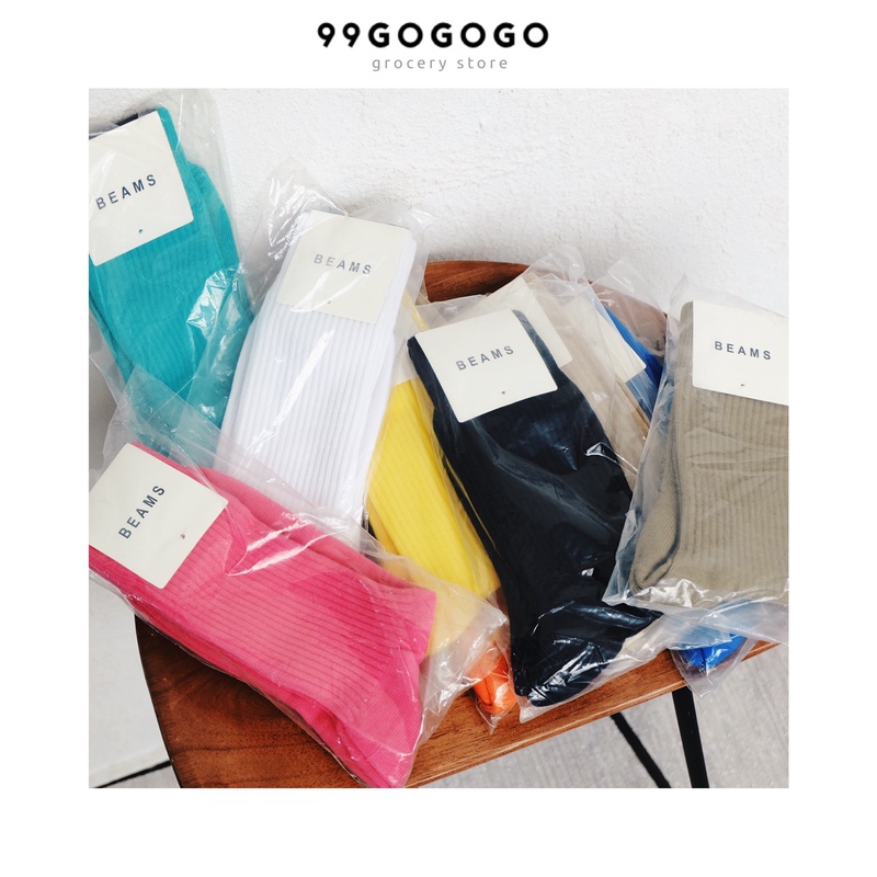 Japanese-Style Beams Colorful Street Couple Versatile Mid-Calf All-Season Solid Color Towel Bottom Elastic Cotton Socks Unisex