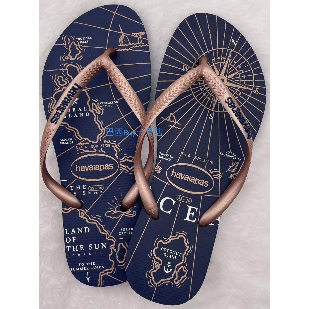 25 Brazilian Hawa flip flops SLIM NAUTICAL Navigation Мужчины и женщины, парочка средний размер, комфортные и anti-slip