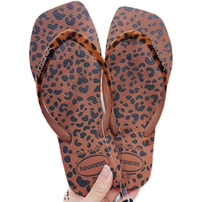 Новый HAVAIANAS Leopard Velvers Havana Human Character Draggate Anti-Slip Bathside Slipper Foot