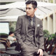 Groom's suit men's three-piece slim fit Korean wedding dress business formal British plaid suit for men