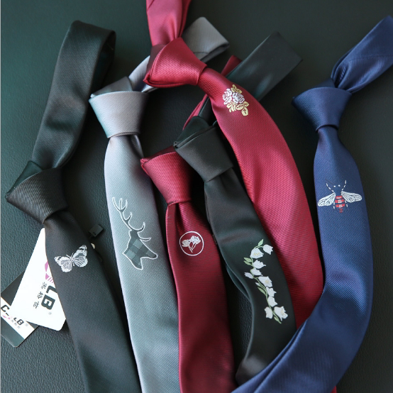 Embroidery casual youth positioning tie men's embroidered Korean version Inlen narrow style 5CM Chaotie suit tie male