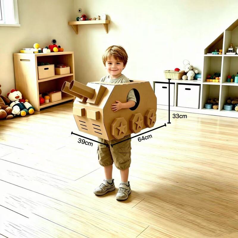 Children's Wearable Double-Gun Tank Cardboard Toy Box Model 3 Creative Production Kindergarten Graffiti DIY Crafts Children's Wearable Double-Gun Tank Cardboard Toy Box Model 3 Creative Production Kindergarten Graffiti DIY Crafts