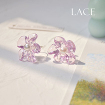 lace no earhole original design clear light purple light green crystal flower Spring summer mosquito coil pan ear clip ear clip
