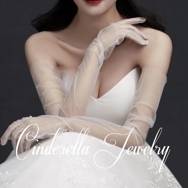 Thin Mesh Bridal Wedding Dress Gloves Ultra-Thin Long Style Burgundy Pink Green Blue Arm-Covering Sleeves