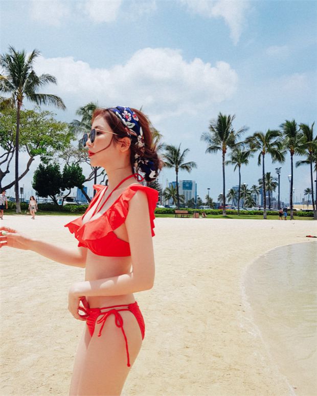 Wei Naibo 9954 Thiết kế dây đeo lá sen Hàn Quốc nữ áo tắm Khay thép tập hợp bikini nhỏ ngực - Bikinis đồ tắm bikini