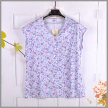 Summer middle-aged and elderly short-sleeved vest old man cotton cardigan sleeve mother fattened loose cotton sweatshirt women