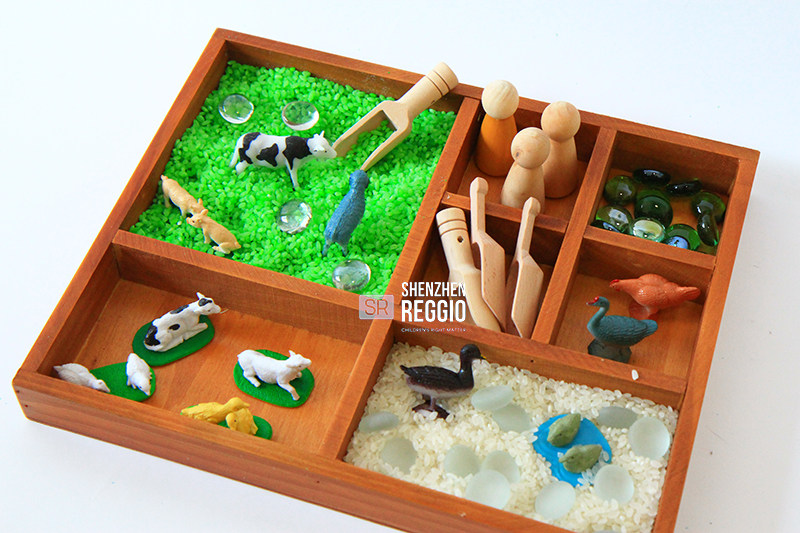 Thinker tray Reggio box Farm Early education Open material box Waldorf Montessori teaching aids Sensory basin