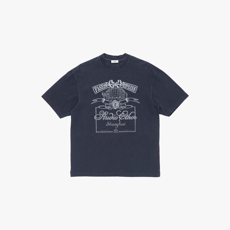 In Stock! Ethor26Ss｜26 Spring/Summer New Style Wukang Building Print Vintage T-Shirt