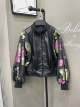 Spring and Autumn New Genuine Sheepskin Embroidered Flower Tang Suit Jacket Womens Chinese Style Retro Disk Button Short Jacket Top