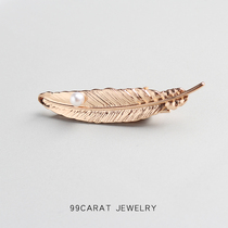  99 carat European and American jewelry golden feathers simple fashion hairpin collar pin brooch men and women(OM)