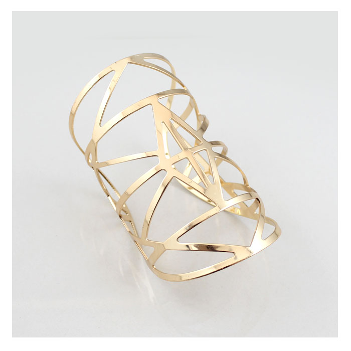 99 carat Phong cách tối giản châu Âu và Mỹ Khí chất thời trang phóng đại rỗng đơn giản mở rộng vòng đeo tay vàng (OC) vòng tay dw chính hãng