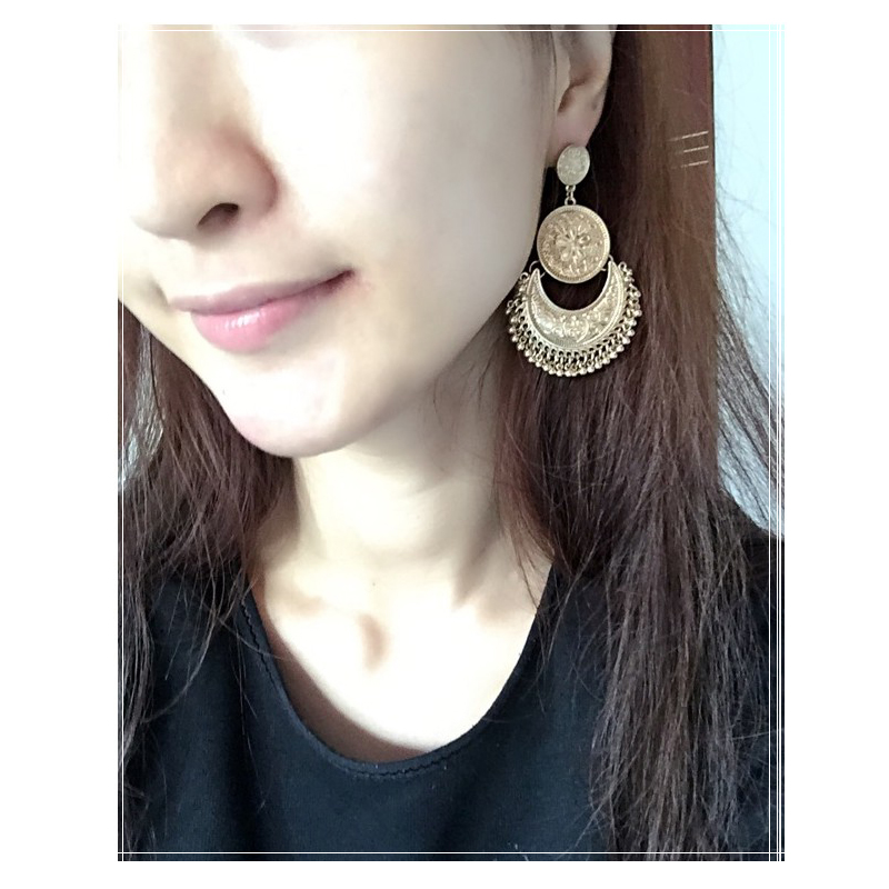 1 Pair Retro Ethnic Style Geometric Plating Alloy Drop Earrings display picture 1