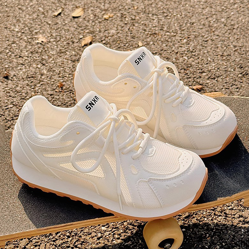 Beier Mesh Forrest Gump Shoes 2025 Summer New Style, Thin Shoes for Women to Wear with Skirts, Soft Soles That Don'T Tire the Feet, Round-Toe White Shoes