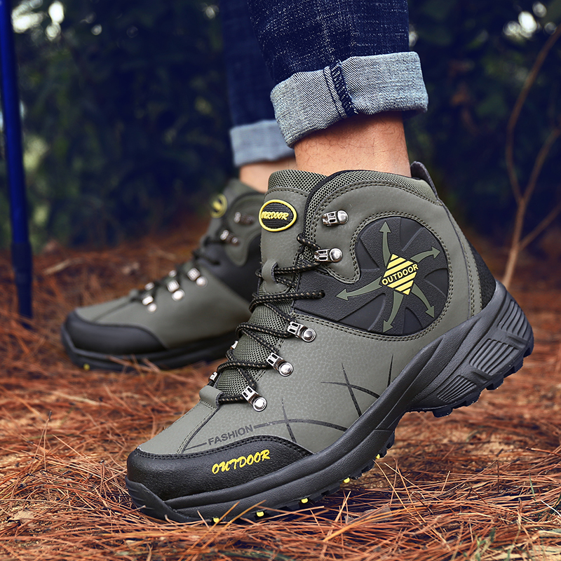 Climbing shoes men's high cylinder outdoor sports waterproof non-slip hiking shoes 2022 spring new cross-country shoes big size 46