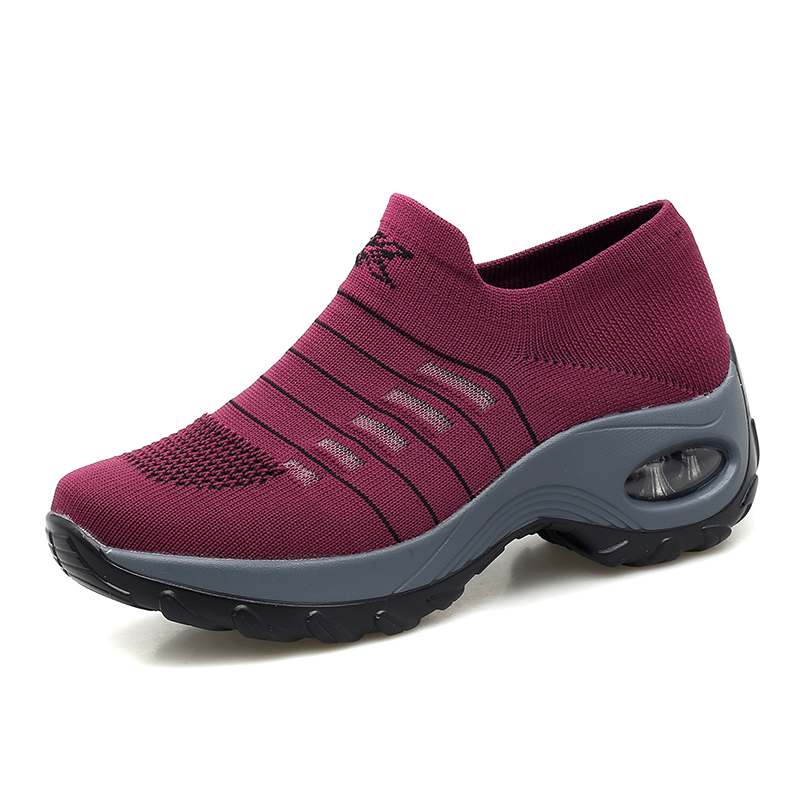 Outdoor sports shoes women light hiking shoes spring flying loom mesh surface breathable thick bottom heightening air cushion shoes large size