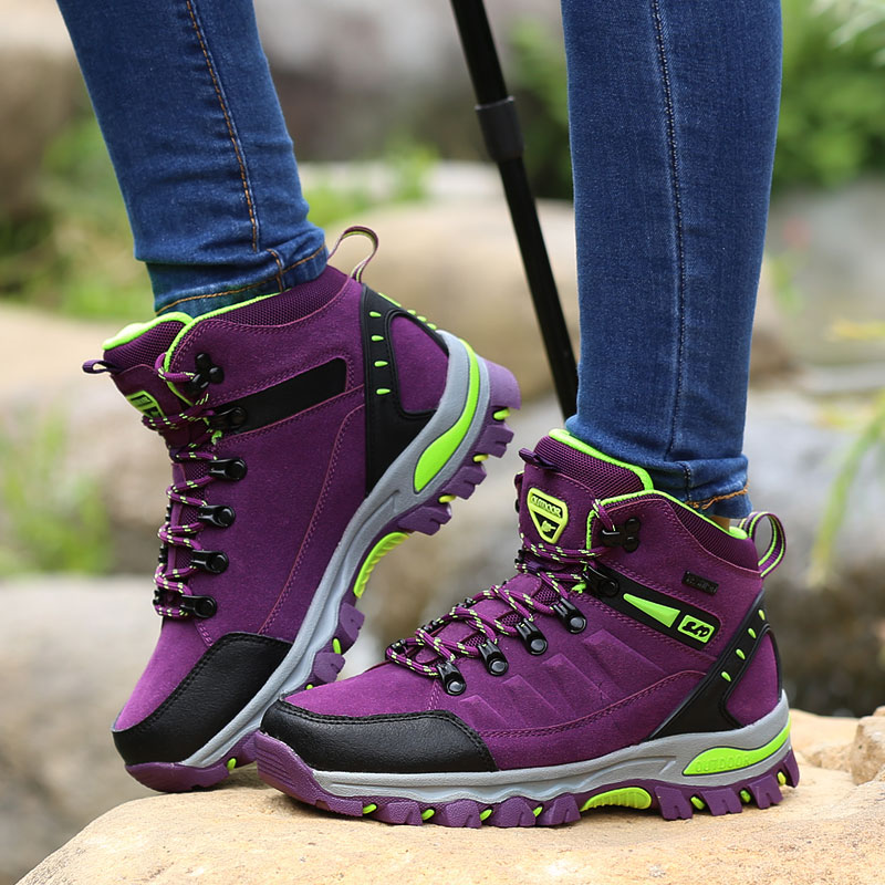 Outdoor Climbing Women Shoes Spring High Cylinder Abrasion Resistant Hiking Shoes Men Non-slip Sports Casual Tourist Shoes Cross-country Shoes