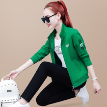Spring and autumn sports suit women 2021 autumn fashion loose slim slim sportswear casual three-piece set