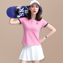 Tennis clothing sports casual set women summer 2021 new fashion trend short sleeve lapel collar polo shirt short skirt two-piece