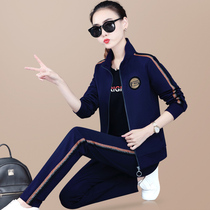 Middle-aged sportswear women loose size Spring and Autumn Leisure set 2021 new mother running fashion three-piece set