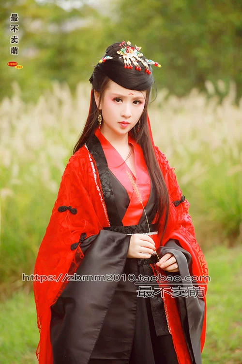 Bậc thầy, phong cách cổ xưa, quần áo cos, hoa, phương Đông bất bại, Đông Cung, đỏ, đen, đen, cosplay, bán chạy nhất - Cosplay