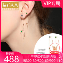 18k gold earrings women color gold earrings rose gold stud earrings single paint long tassel drop earrings fine au750