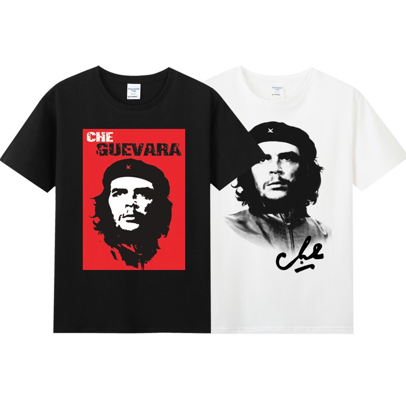 Agitation New Men's Pure Cotton Short-Sleeved Round Neck T-Shirt Rock Style Men's Che Guevara Trendy Men's Clothing