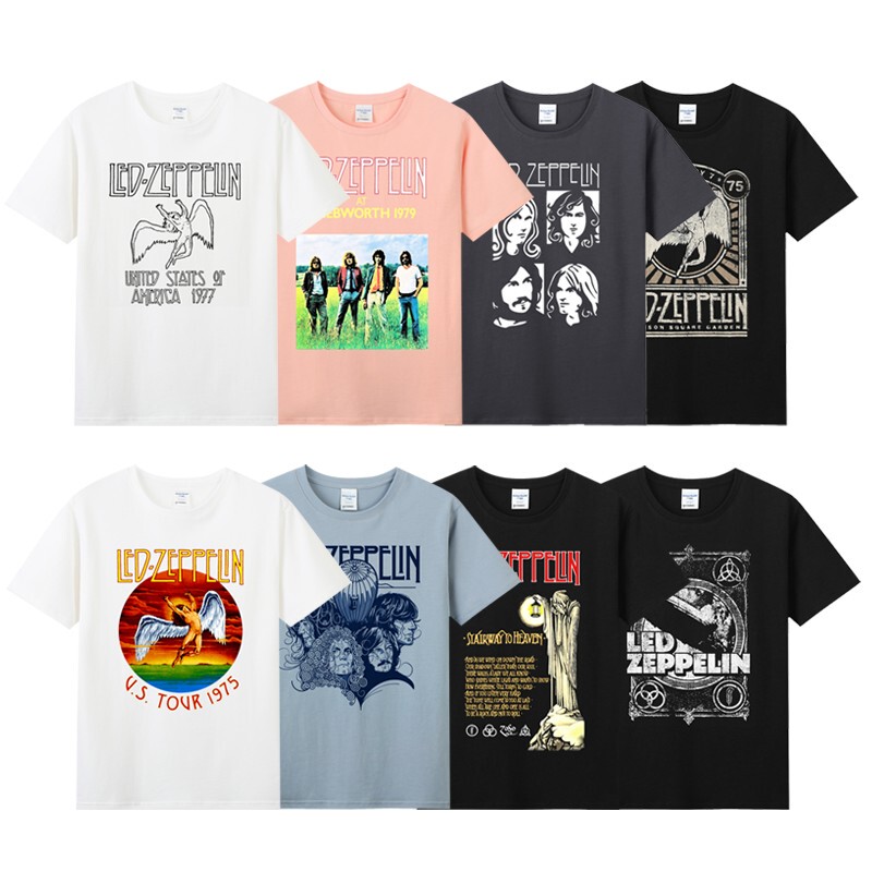 Summer Loose-Fitting Plus-Size Pure Cotton Round-Neck Short-Sleeve Rock Band T-Shirt Clothing Ledzeppelin Led Zeppelin