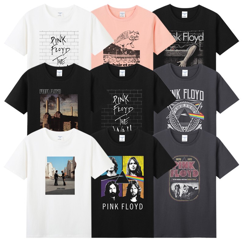 Summer Pure Cotton Round Neck Short-Sleeved Men's Rock Youth T-Shirt Band Pinkfloyd Pink Floyd