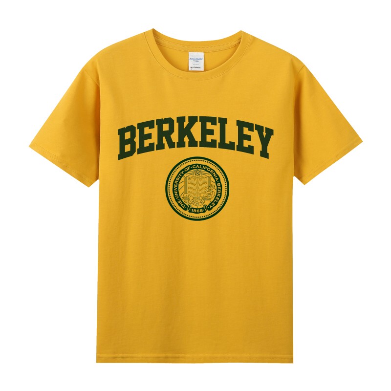 American-Style University of California, Berkeley Printed Cotton Short-Sleeve T-Shirt for Men and Women