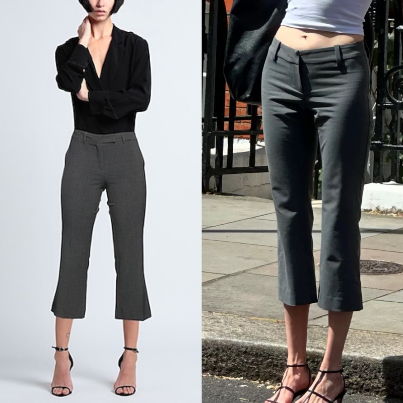 Jhz'Capri Pants' Vintage ins Hot Girl High-End Look Slimming High-Waisted Skinny Low-Rise Suit Capri Pants Black Gray Jhz'Capri Pants' Vintage ins Hot Girl High-End Look Slimming High-Waisted Skinny Low-Rise Suit Capri Pants Black Gray