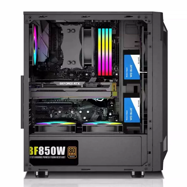 Черная каменная башня DIY мини-кейс для хоста поддерживает ATX большую плату офисный компактный корпус