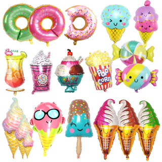 Large colorful cake ice cream aluminum film balloon candy pops ice cone children's day birthday party decoration arrangement