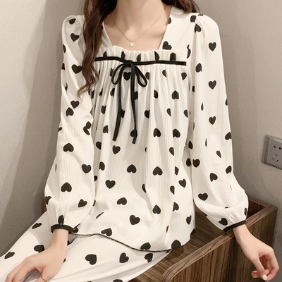 Pajamas for Women, Spring and Autumn, Princess Style, Long-Sleeved, Square Neck, Sweet and Trendy, Internet Celebrity Hot Style, 2026 New Home Wear Set